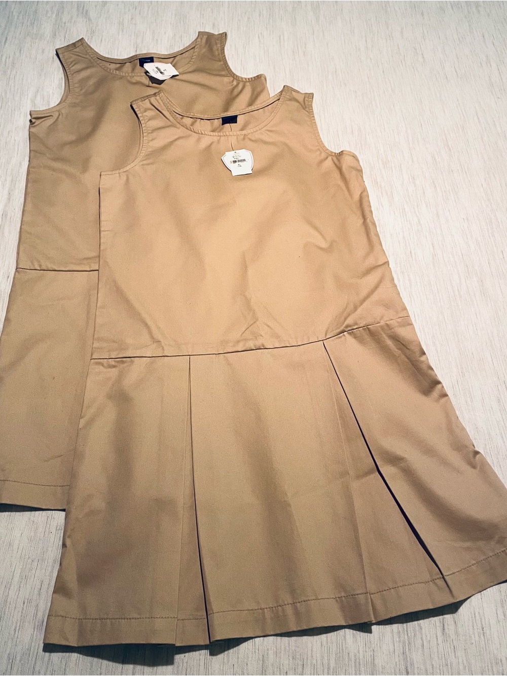 GAP Girls Khaki Sleeveless Pleated School Uniforms with Side Zipper (TWO) NWT